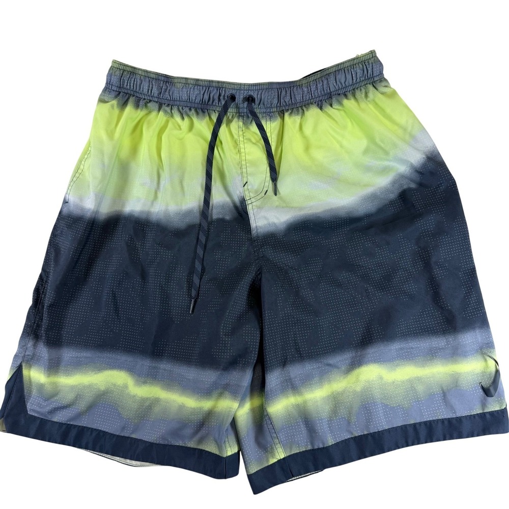 Nike Mens Swim Trunks XXL Navy Volt Yellow Gradient Mesh Lined NESS9421 740